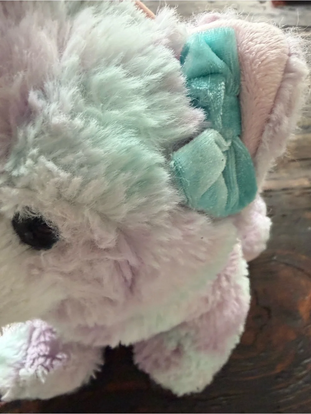 American Girl Pastel Plush Kitten with Teal Bow - Mint, Lilac, Pink